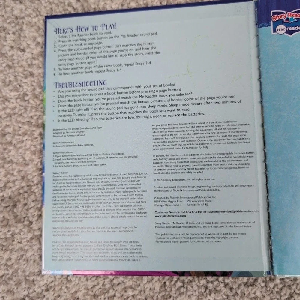 Disney Frozen Story Reader Interactive Book Anna Elsa Me Reader Electronic
